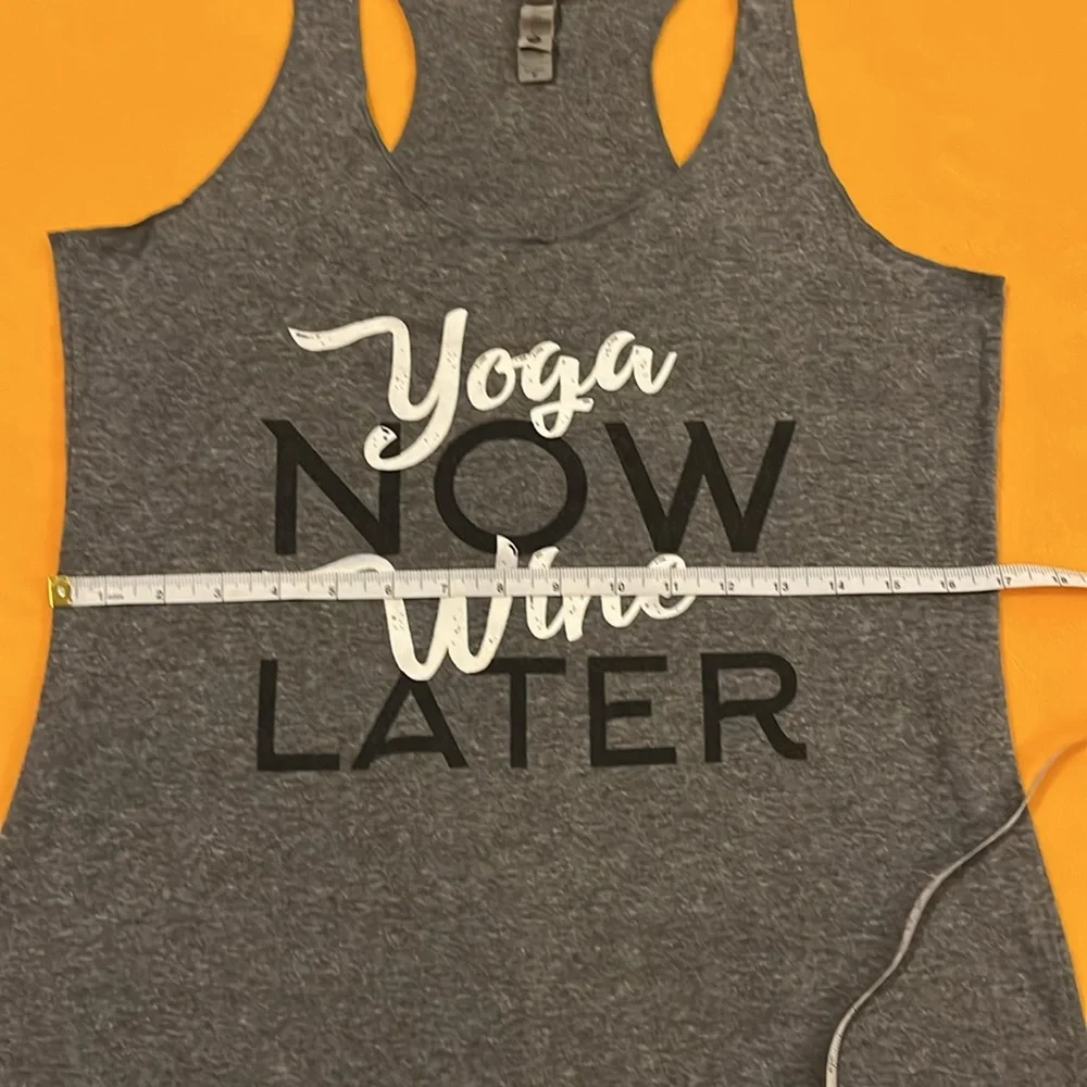 Next Level Apparel women’s yoga tank top. Grey with black and white message. M-L - Picture 7 of 9